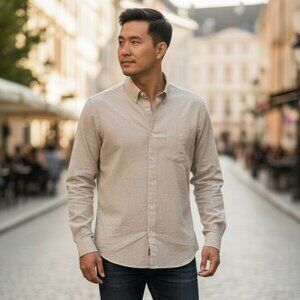 Daniel Cremieux Signature Collection Beige Linen Button Down Shirt